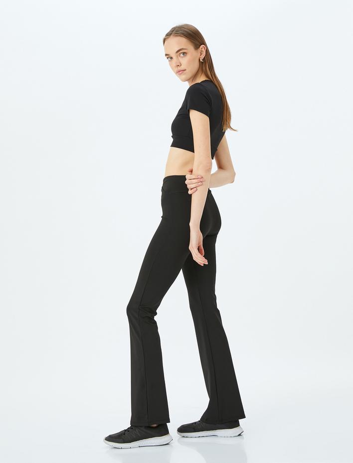  Yüksek Bel Slim Fit İspanyol Paça Spor Tayt