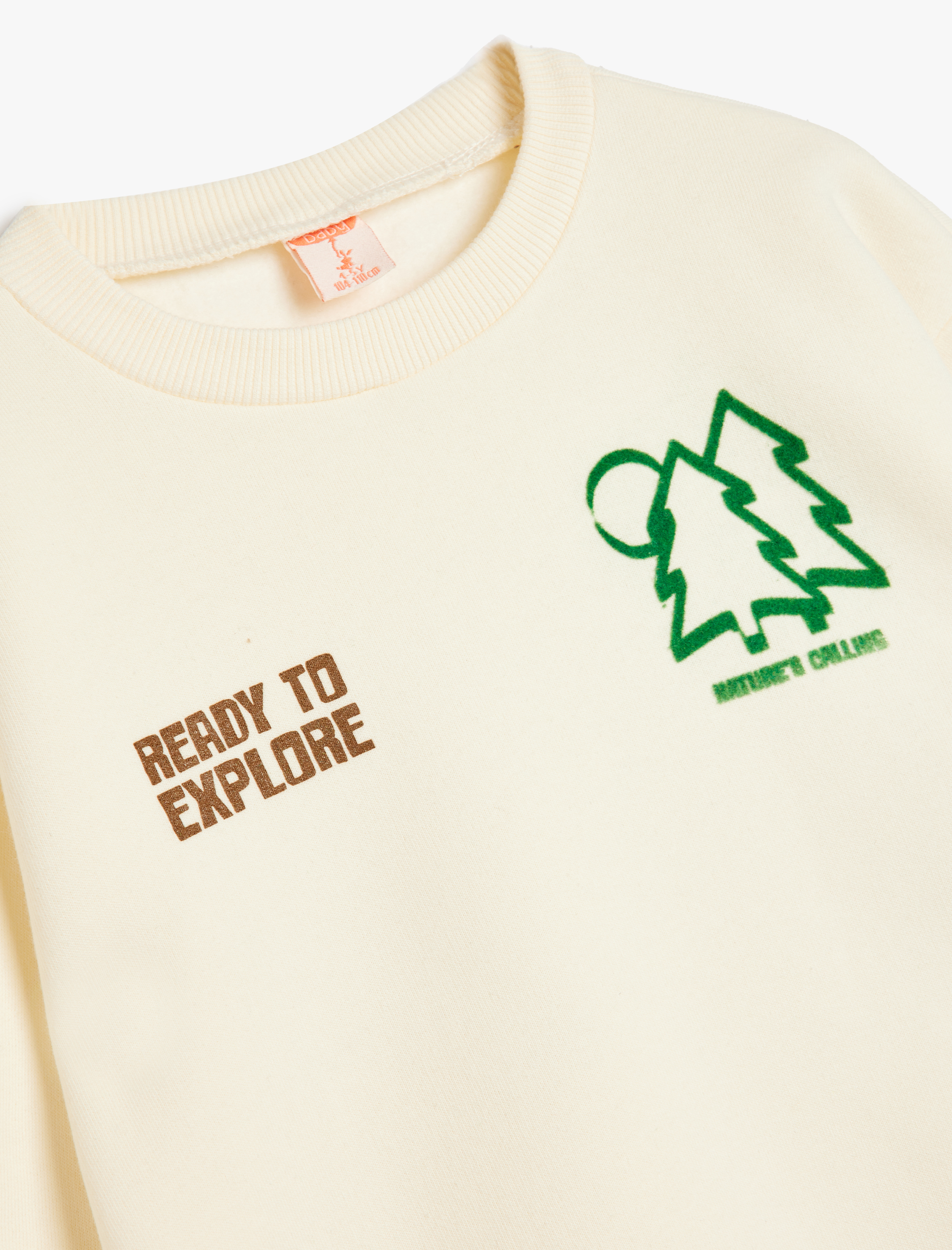  Erkek Bebek Doğa Temalı Bisiklet Yaka Baskılı Şardonlu Sweatshirt