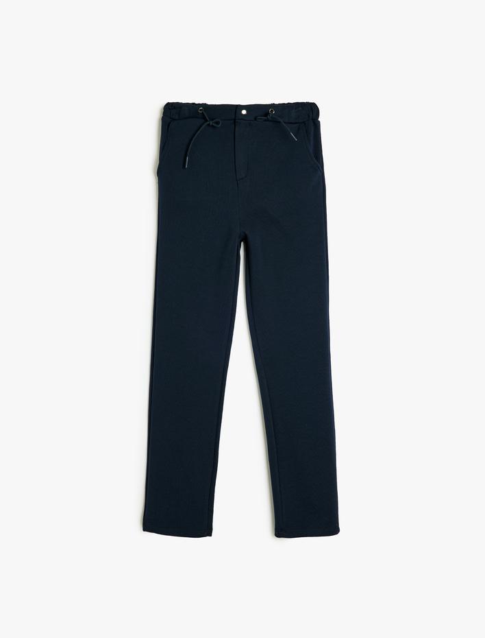 Erkek Çocuk Fermuar Detaylı Bel Bağcıklı Pantolon Görünümlü Eşofman Altı