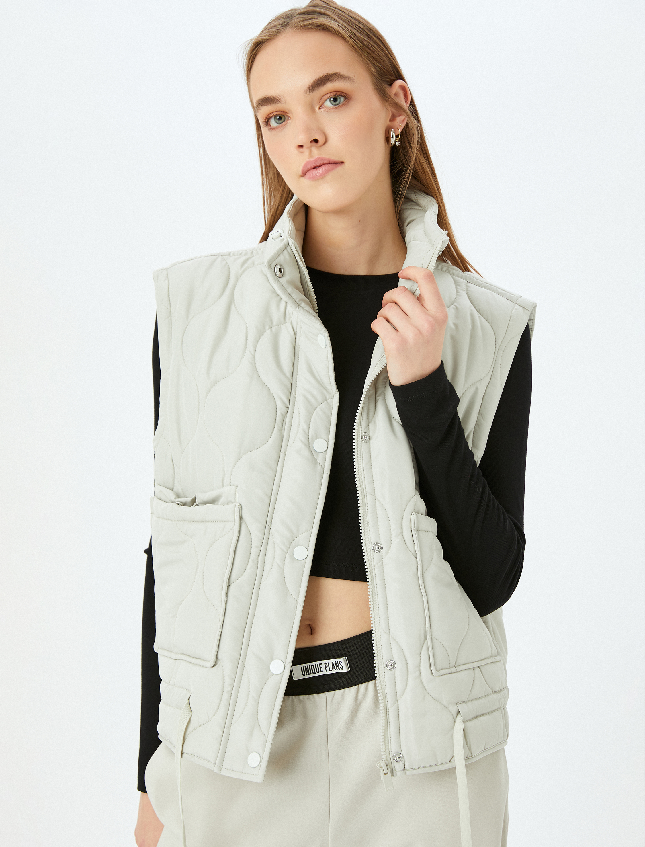   Kapitone Oversize Kolsuz Kapüşonlu Yelek