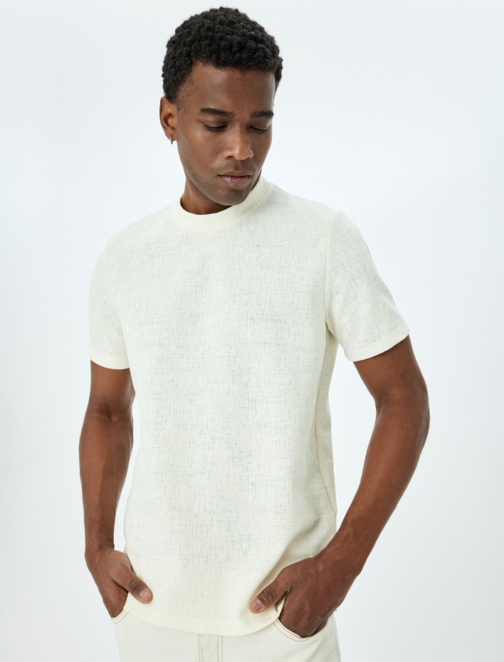  Kısa Kollu Pamuklu Regular Fit Bisiklet Yaka Tişört