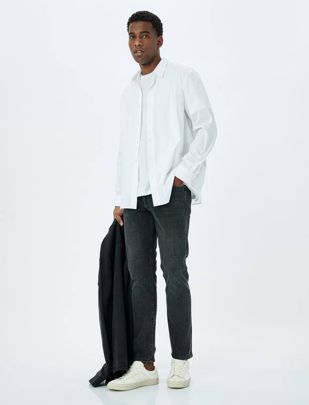 Normal Bel Cepli Pamuklu Slim Fit Kot Pantolon - Brad Jean_0