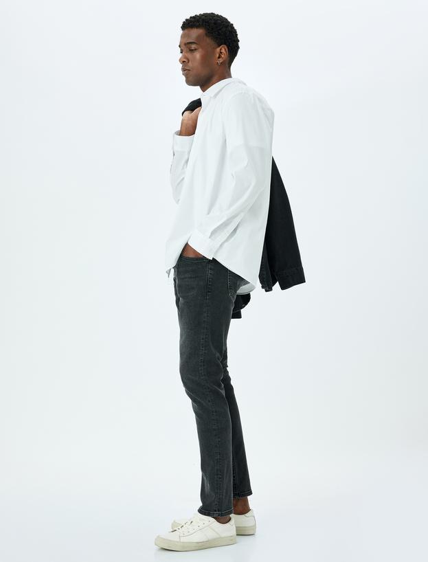 Normal Bel Cepli Pamuklu Slim Fit Kot Pantolon - Brad Jean_1
