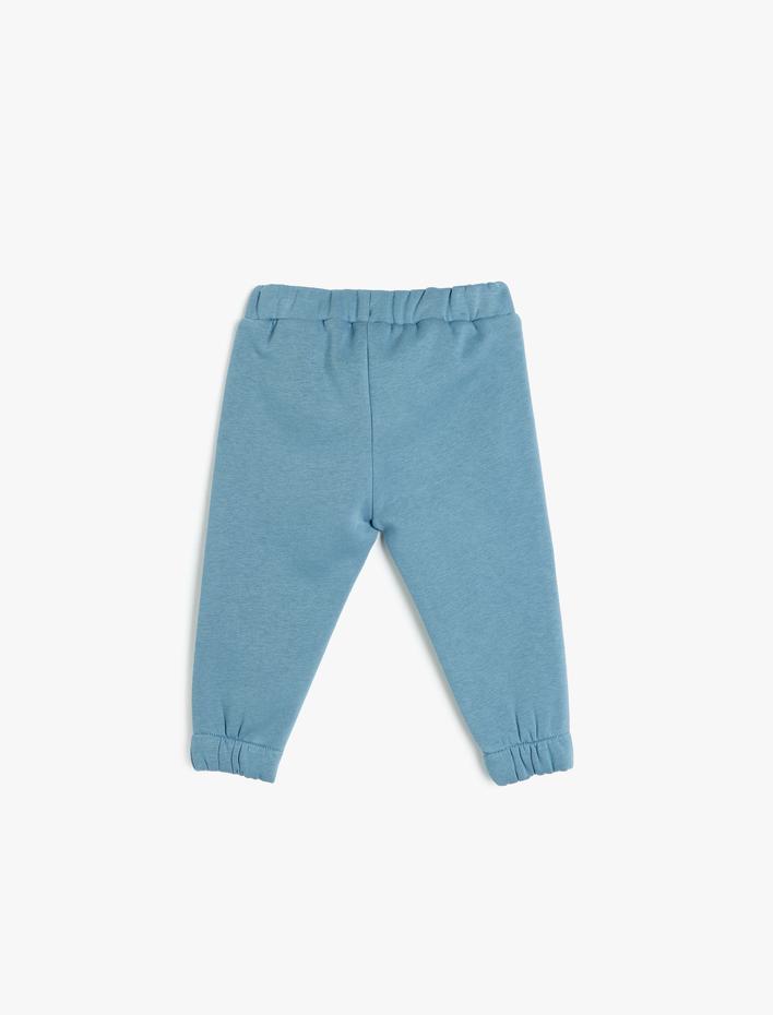 Erkek Bebek Beli Bağcıklı Pamuklu Şardonlu Jogger Eşofman Altı