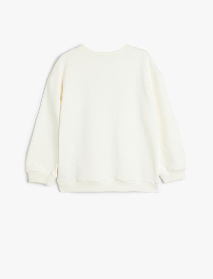 Kız Çocuk Baskılı Uzun Kollu Bisiklet Yaka Sweatshirt