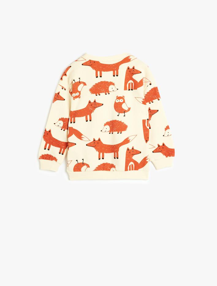 Erkek Bebek Hayvan Desenli Uzun Kollu Pamuklu Şardonlu Sweatshirt