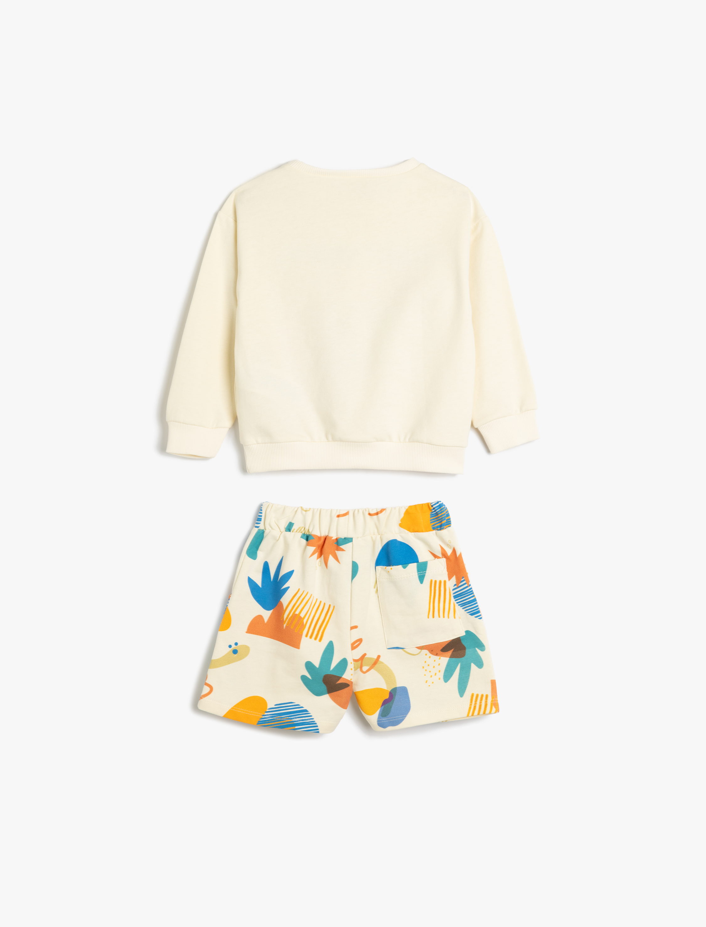 Erkek Bebek Pamuklu Baskı Detaylı Şort ve Sweatshirt Set