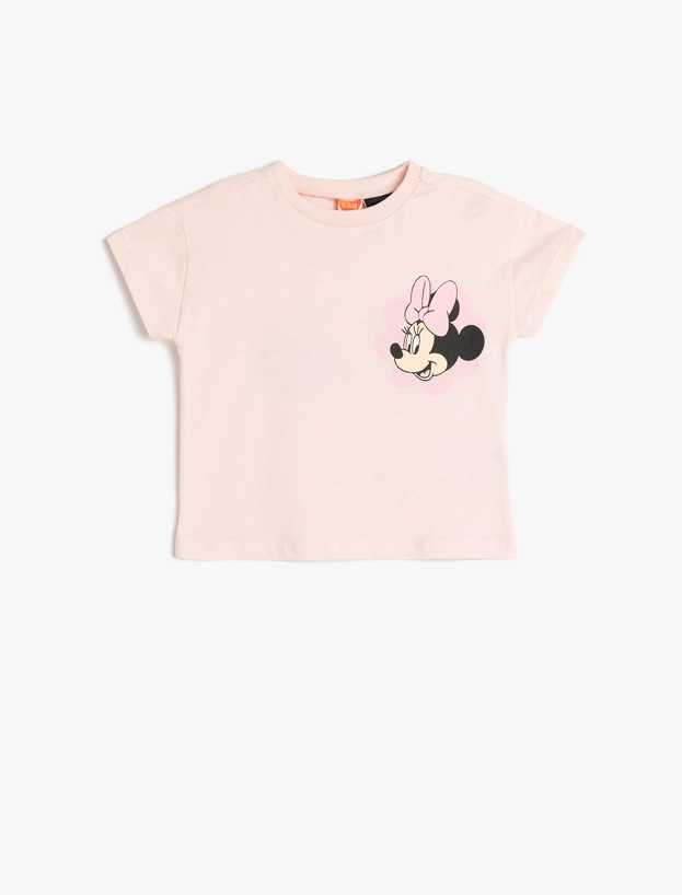 Minnie Mouse Baskılı Lisanslı Kısa Kollu Pamuklu Tişört_0