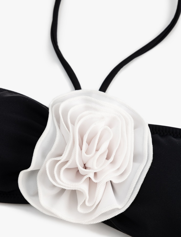  Çiçek Aplike Detaylı Straplez Bikini Üstü