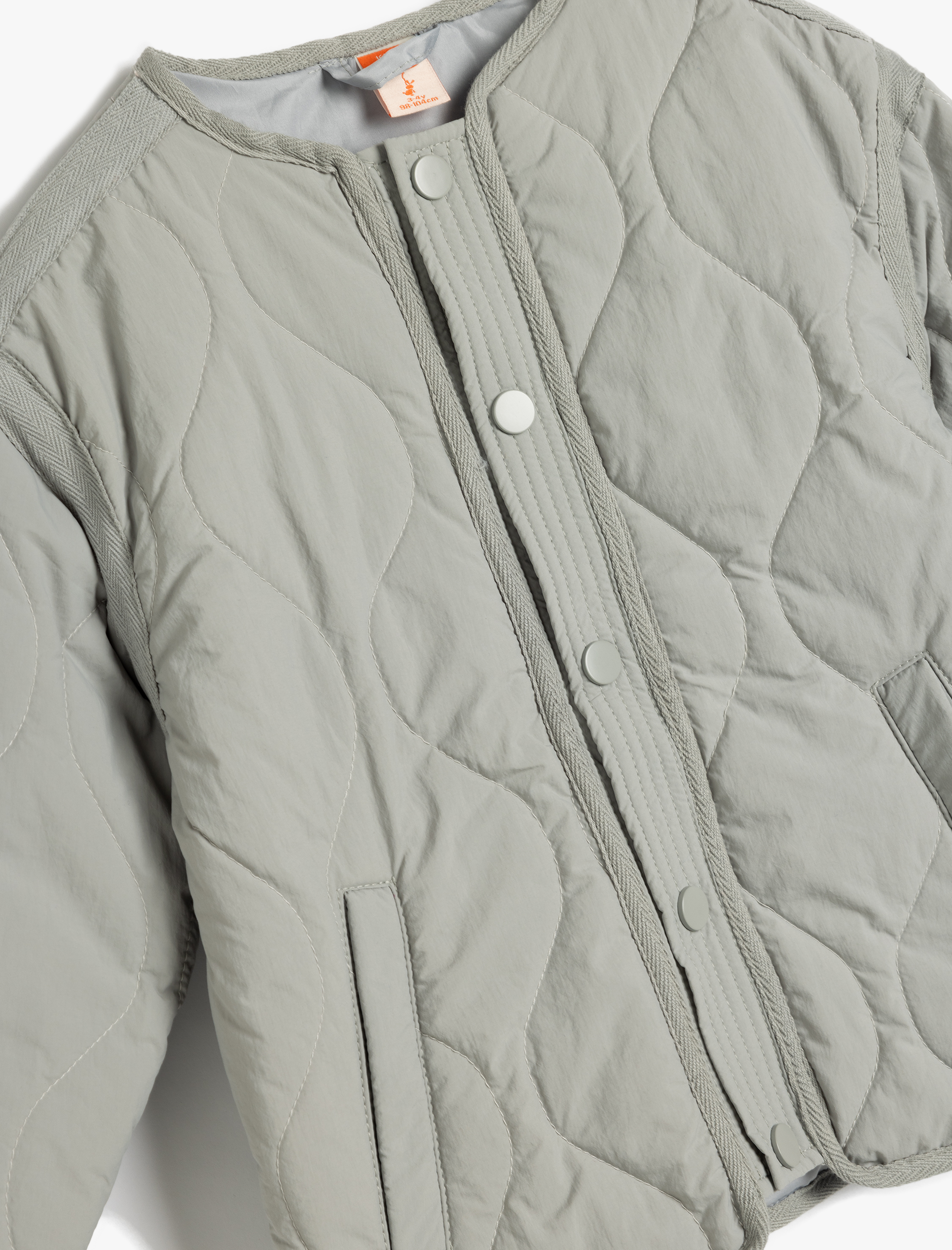  Kız Bebek Kapitone Cepli Bisiklet Yaka Uzun Kollu Ceket