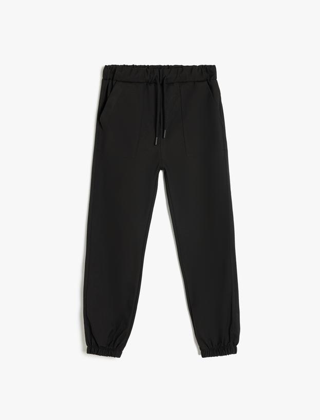Standart Bel Cepli Düğme Detaylı Basic Jogger Pantolon_0