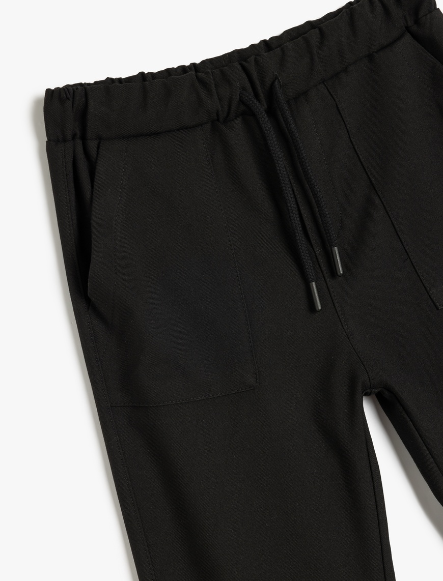  Erkek Çocuk Standart Bel Cepli Düğme Detaylı Basic Jogger Pantolon