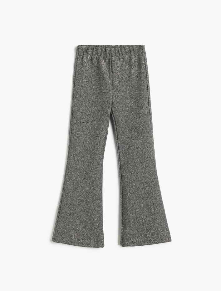Kız Çocuk Simli Slim Fit İspanyol Paça Pantolon