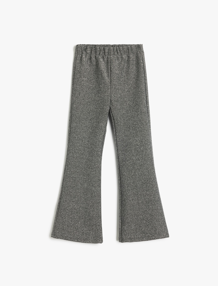  Kız Çocuk Simli Slim Fit İspanyol Paça Pantolon