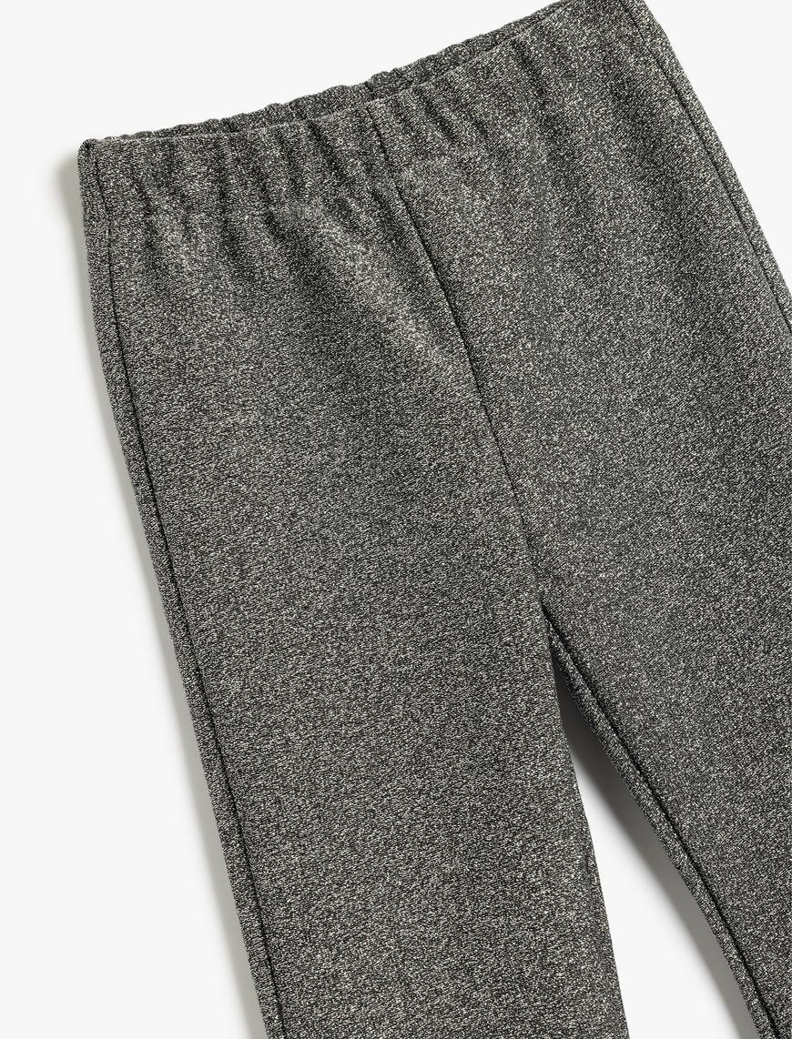  Kız Çocuk Simli Slim Fit İspanyol Paça Pantolon