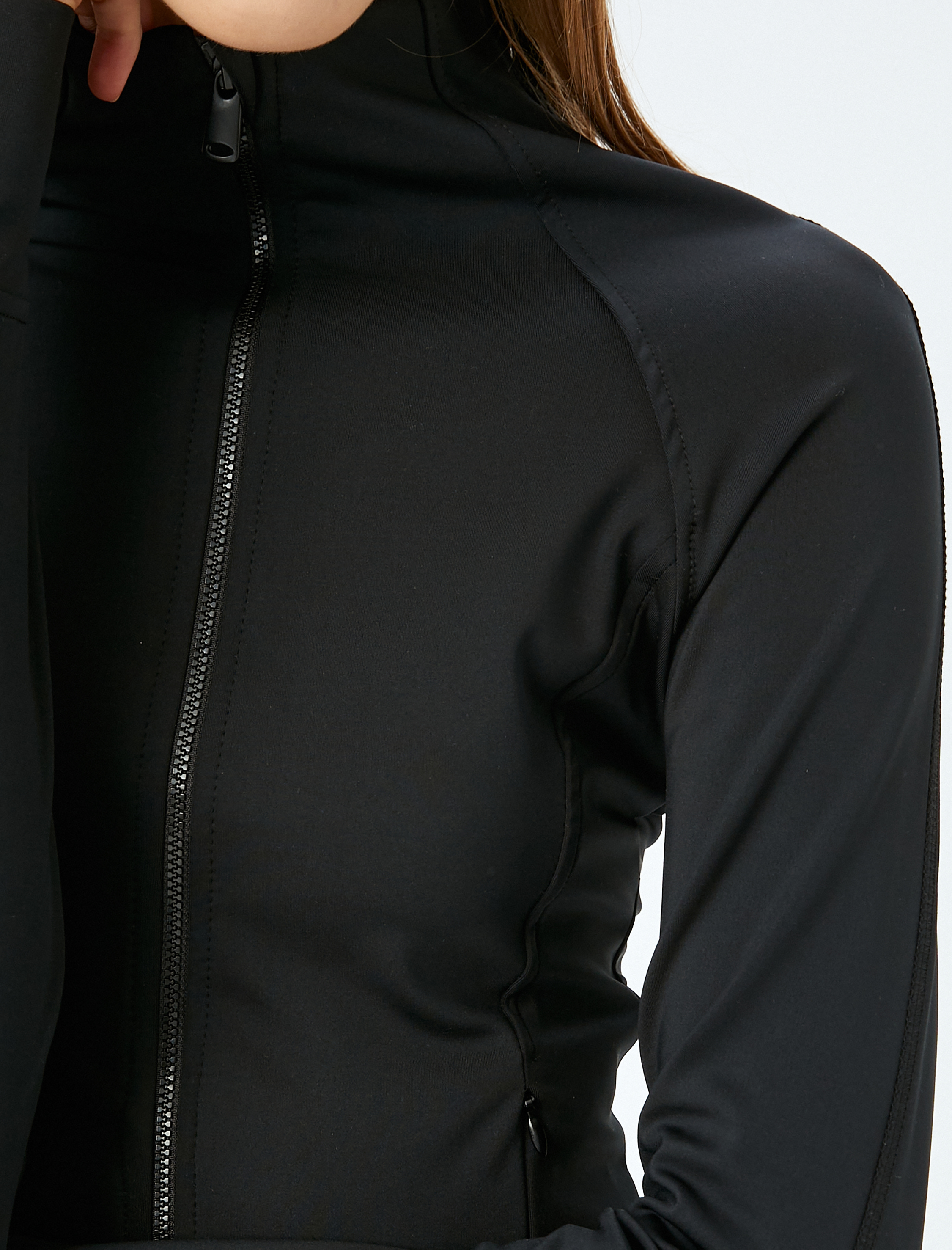   Fermuarlı Slim Fit Spor Tişört