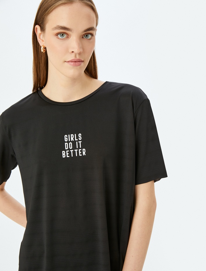  Baskılı Bisiklet Yaka Uzun Rahat Kalıp Tişört