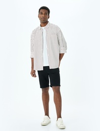 Slim Fit Cep Detaylı Bermuda Kot Şort