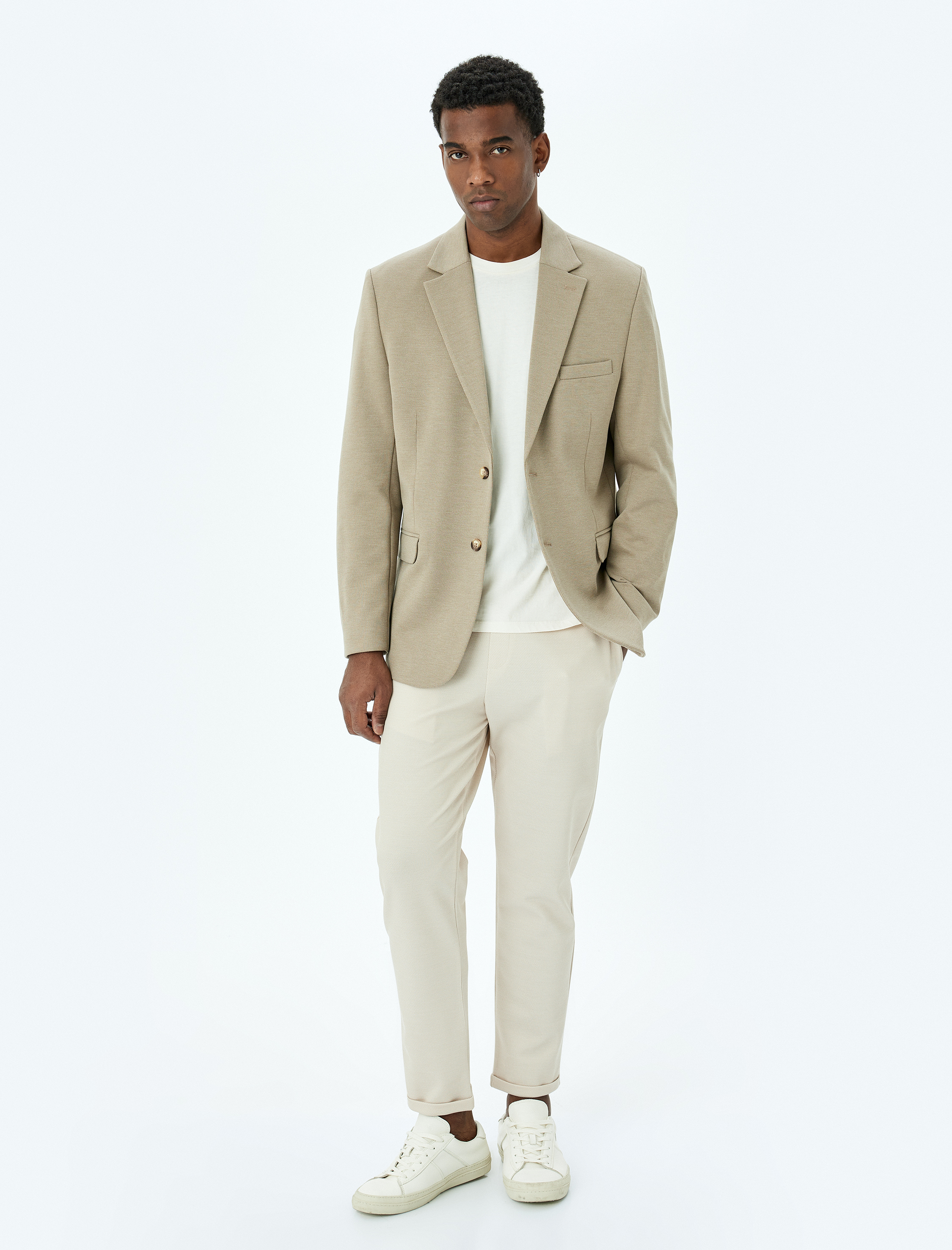   Mono Yaka Uzun Kollu Düğmeli Klasik Slim Fit Blazer Ceket