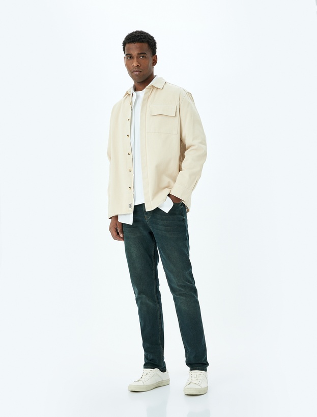Normal Bel Düğmeli Slim Fit Kot Pantolon - Mark Jean_0