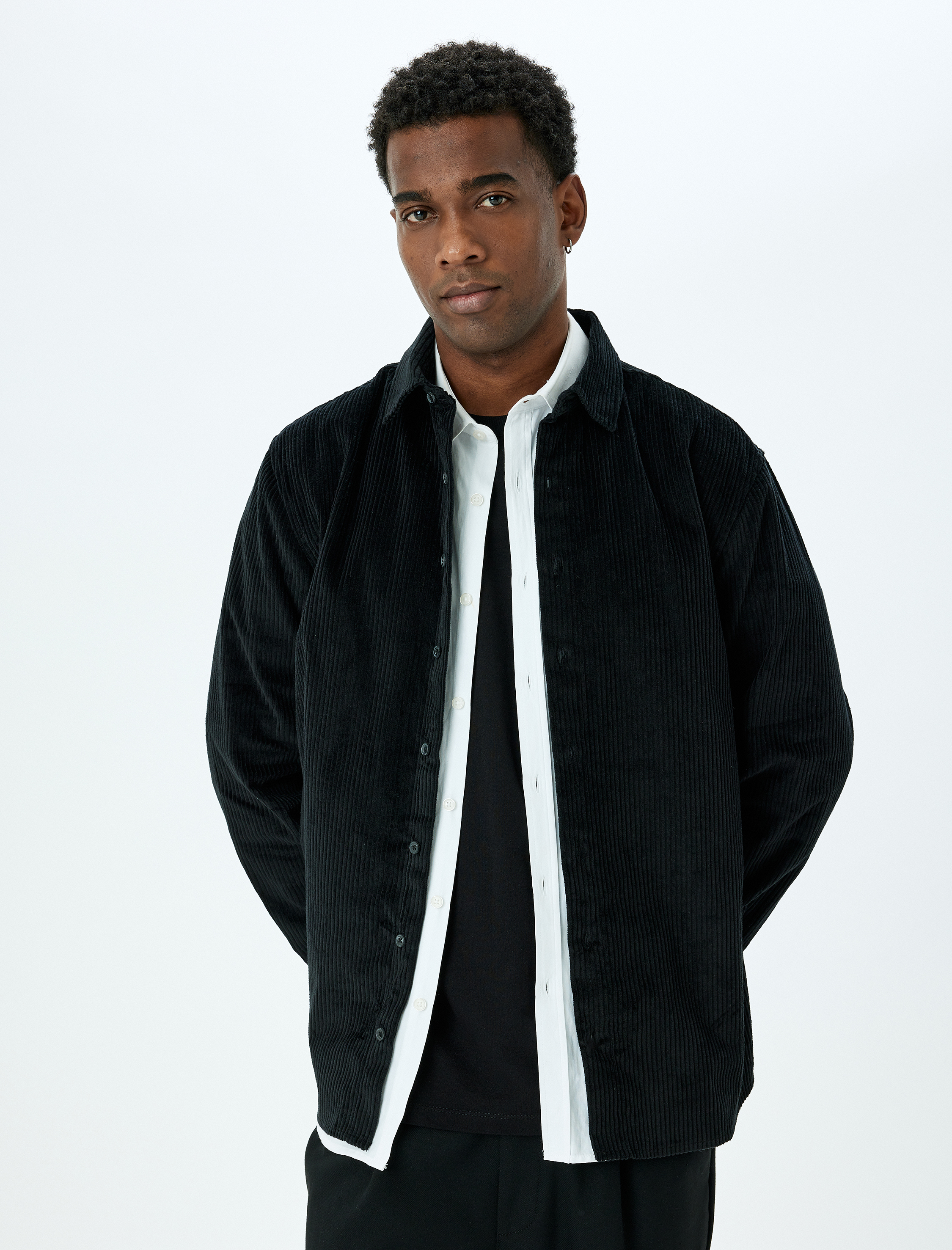   Uzun Kollu Regular Fit Pamuklu Fitilli Kadife Gömlek