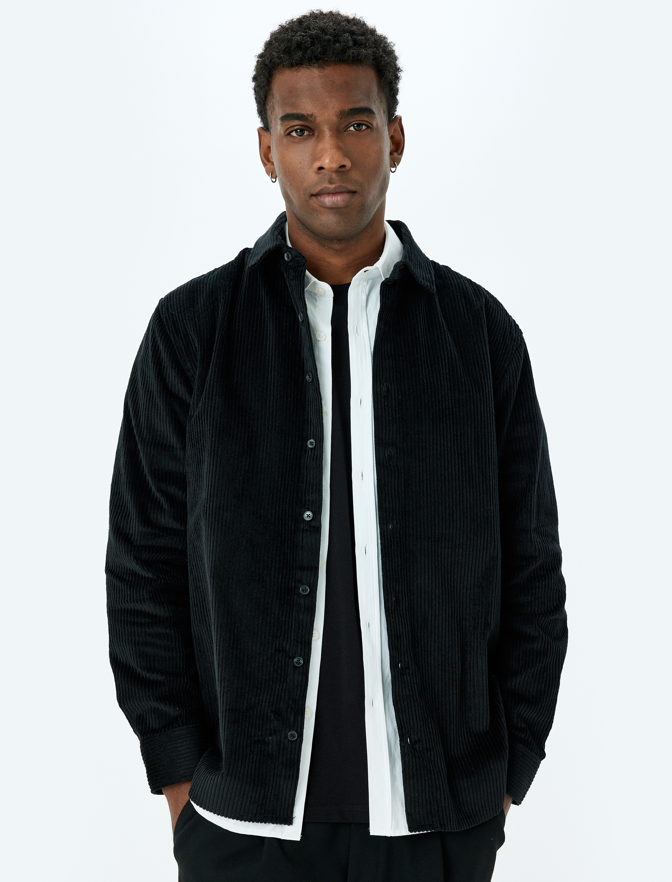   Uzun Kollu Regular Fit Pamuklu Fitilli Kadife Gömlek