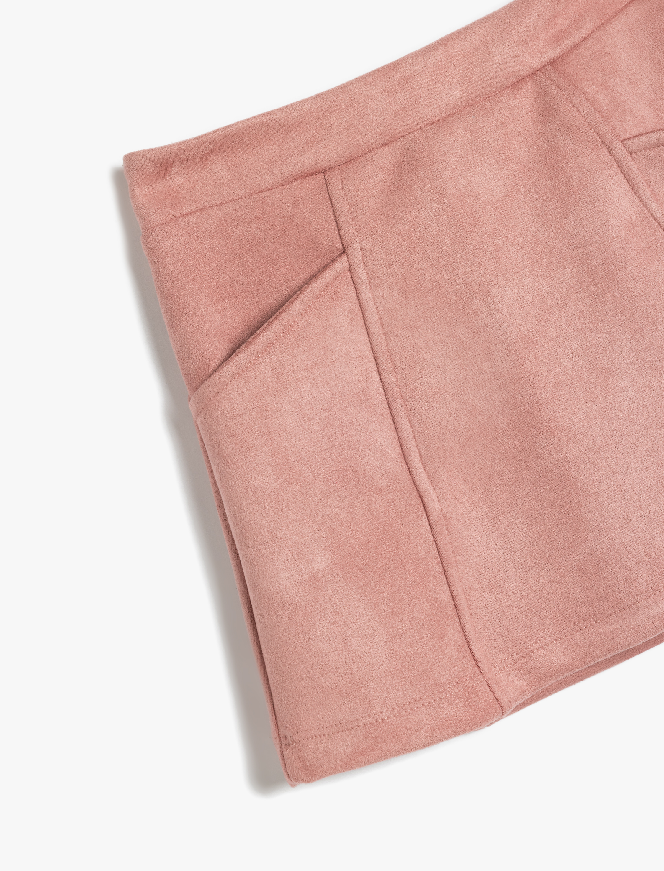  Kız Çocuk Cep Detaylı Standart Bel Suni Süet Etek