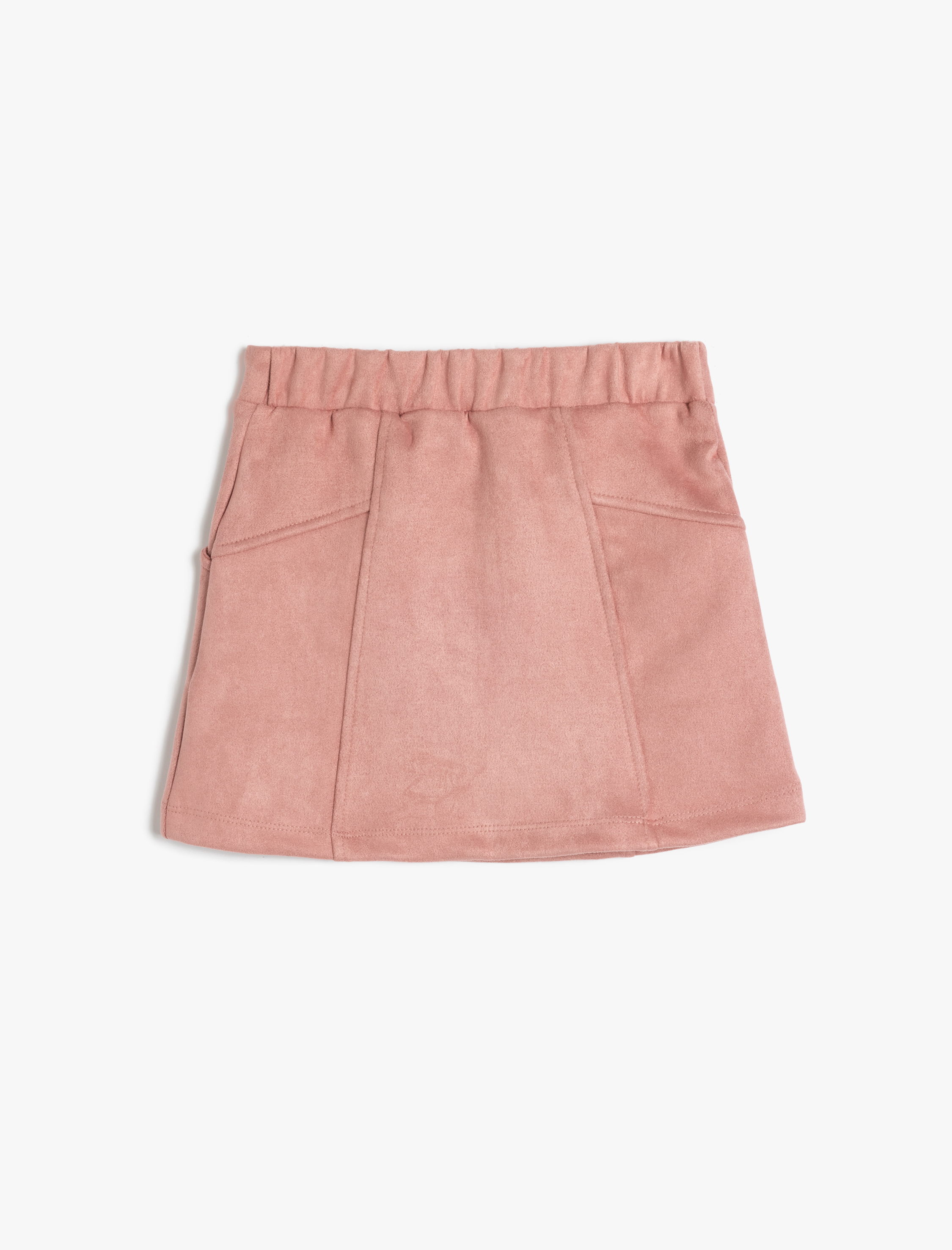  Kız Çocuk Cep Detaylı Standart Bel Suni Süet Etek