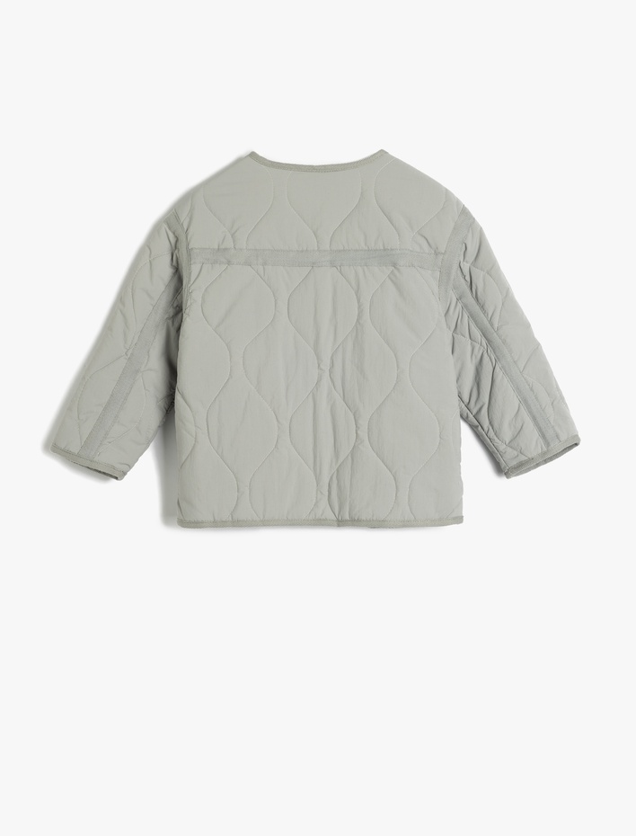 Kız Bebek Kapitone Cepli Bisiklet Yaka Uzun Kollu Ceket