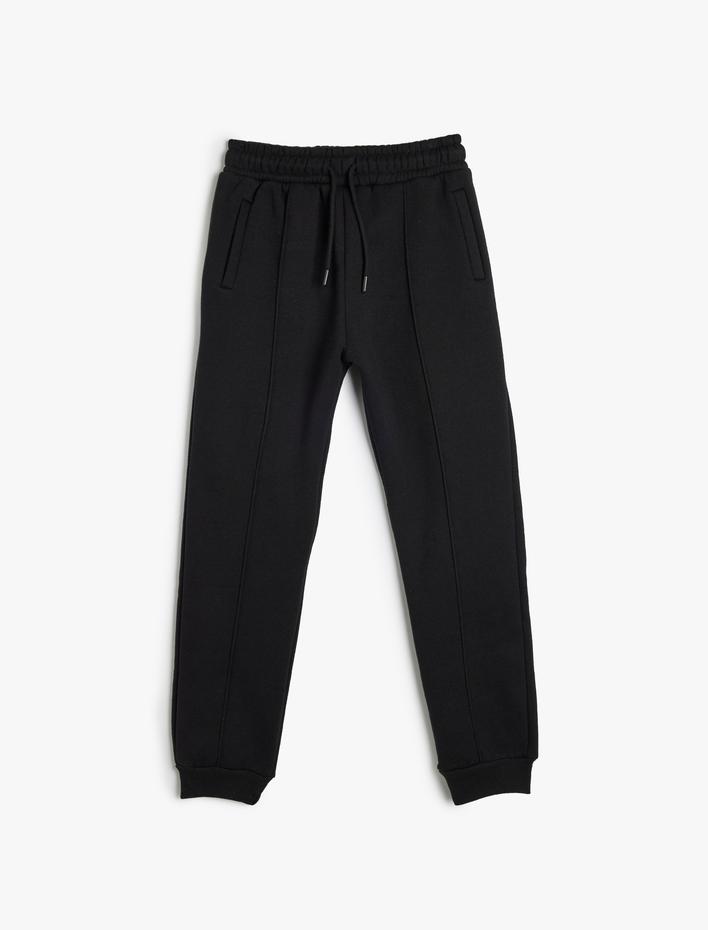 Erkek Çocuk Şardonlu Beli Bağcıklı Cep Detaylı Basic Jogger Eşofman Altı