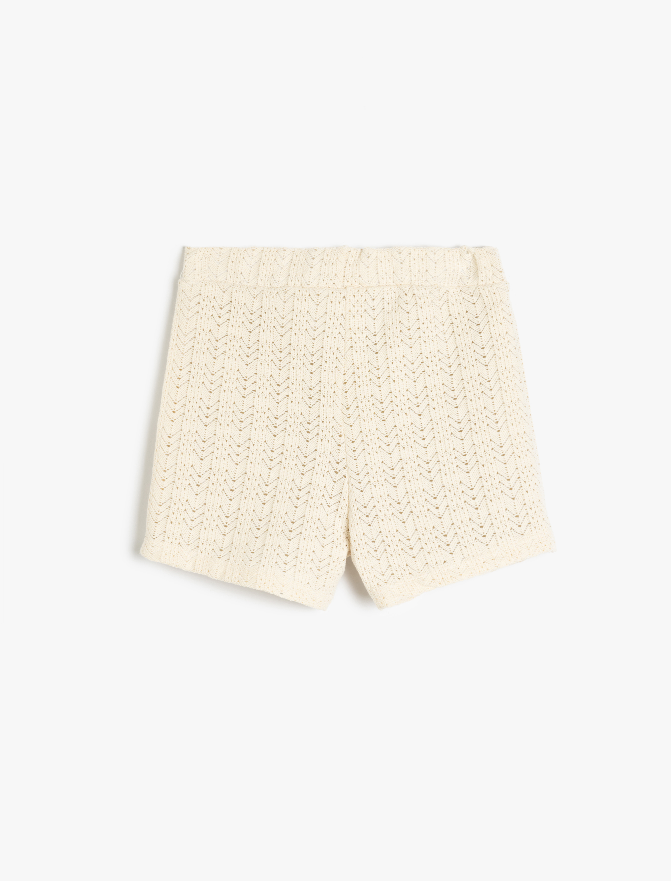  Kız Çocuk Düz Örgü Desenli Kroşe Mini Şort