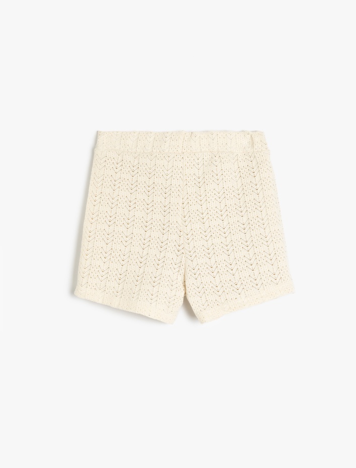 Kız Çocuk Düz Örgü Desenli Kroşe Mini Şort