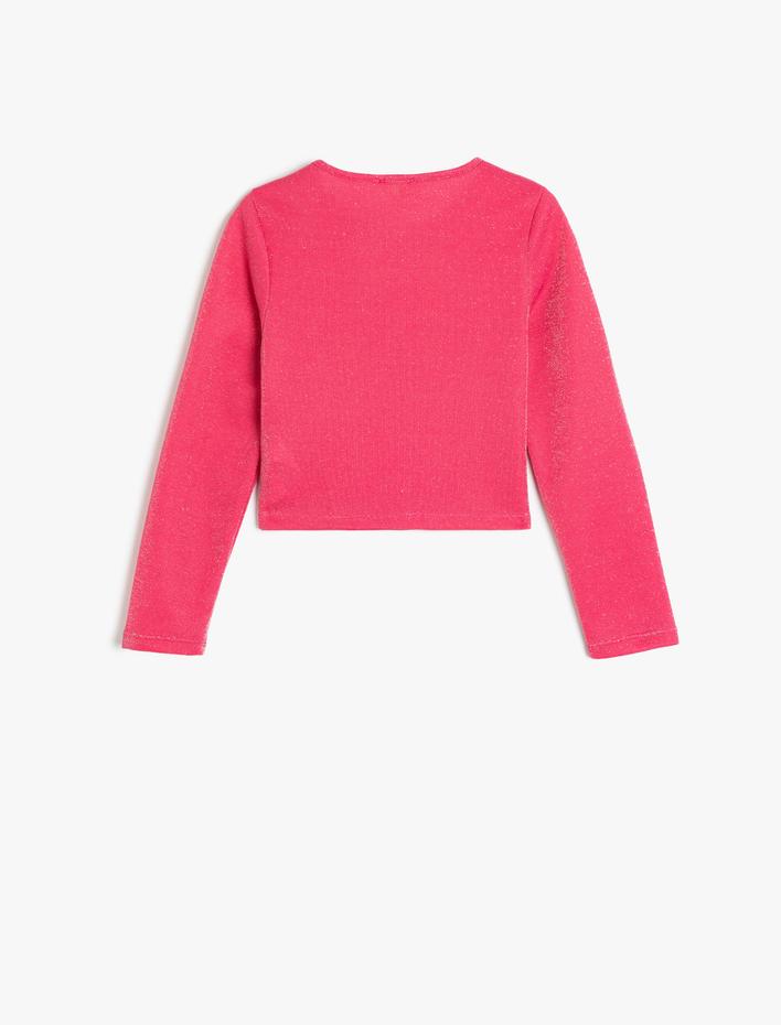 Kız Çocuk Bisiklet Yaka Slim Fit Uzun Kollu Bluz