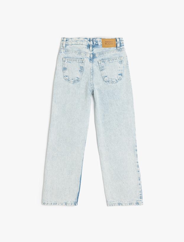 Taş Detaylı Regular Fit Kot Pantolon - Straight Fit Jean_1