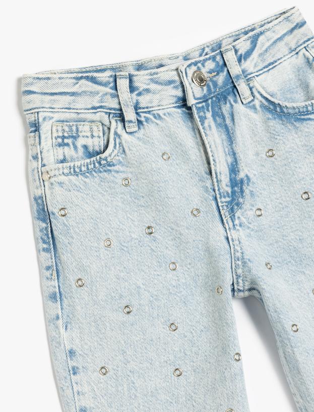 Taş Detaylı Regular Fit Kot Pantolon - Straight Fit Jean_2