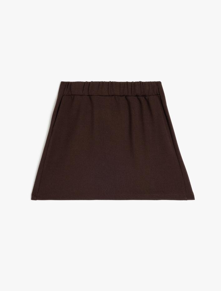 Kız Çocuk Pile Detaylı Basic Diz Üstü Etek