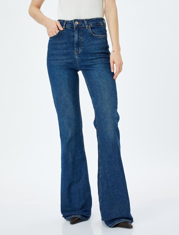 Yüksek Bel Slim Fit İspanyol Paça Kot Pantolon  -  Flare Jean_2