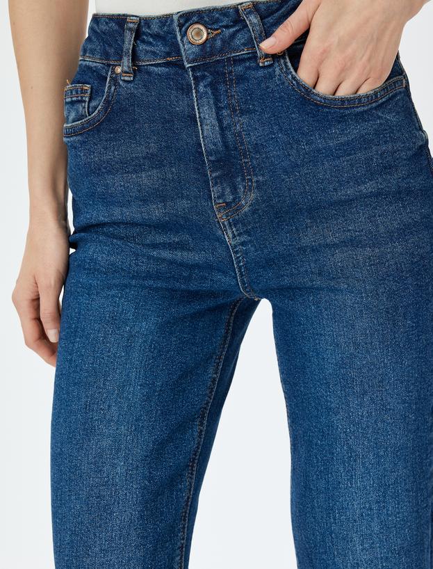 Yüksek Bel Slim Fit İspanyol Paça Kot Pantolon  -  Flare Jean_4