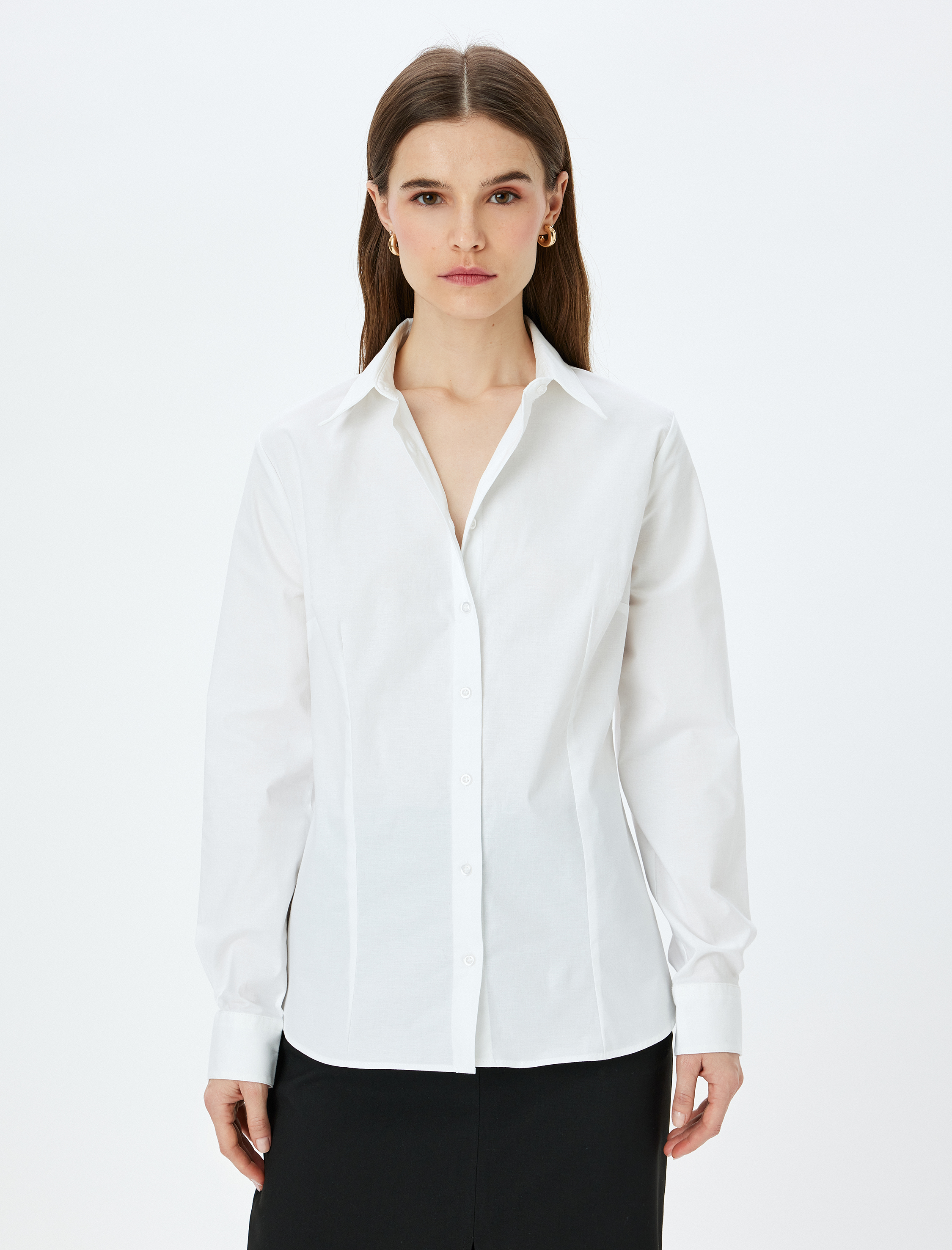   Uzun Kollu Düğmeli Pamuklu Klasik Gömlek