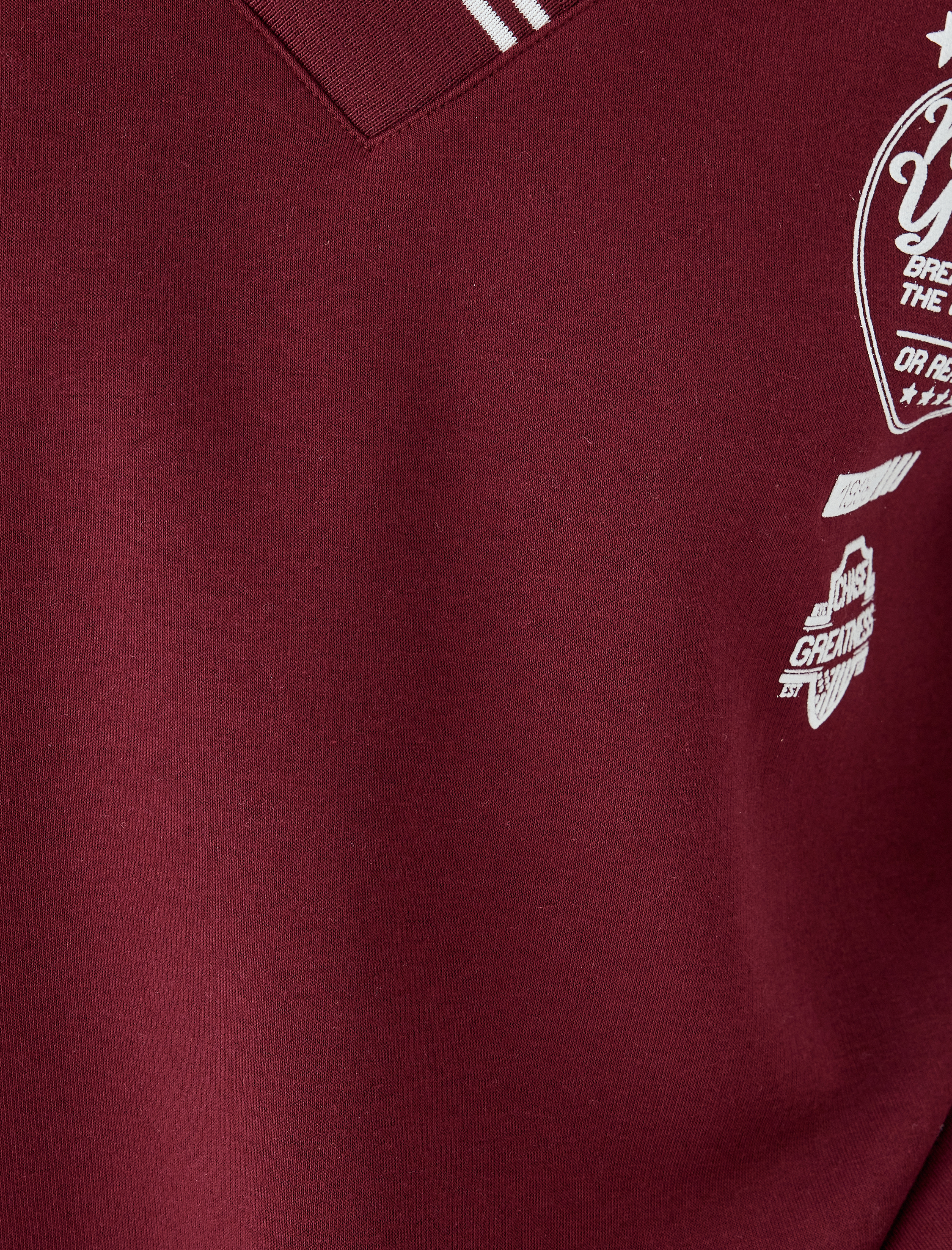   V Yaka Kolej Baskılı Şardonlu Oversize Sweatshirt