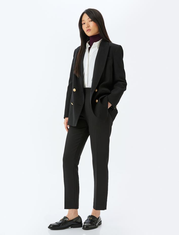  Slim Fit Cepli Cigarette Yüksek Bel Kumaş Pantolon