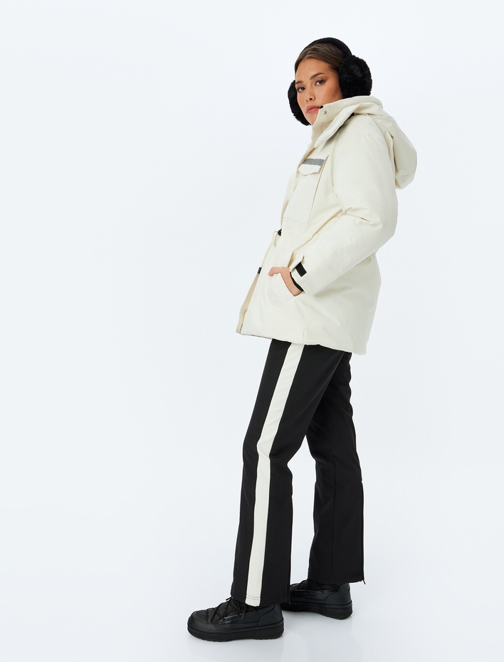  İçi Polarlı Su Geçirmez Yüksek Bel Kayak Pantolonu