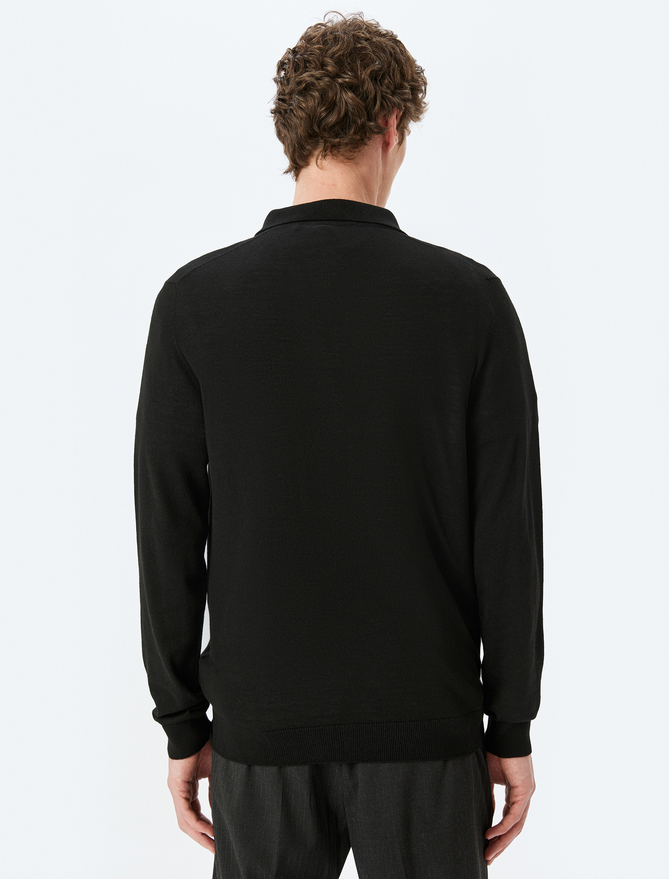 Triko Kazak Polo Yaka Basic Düğme Detaylı