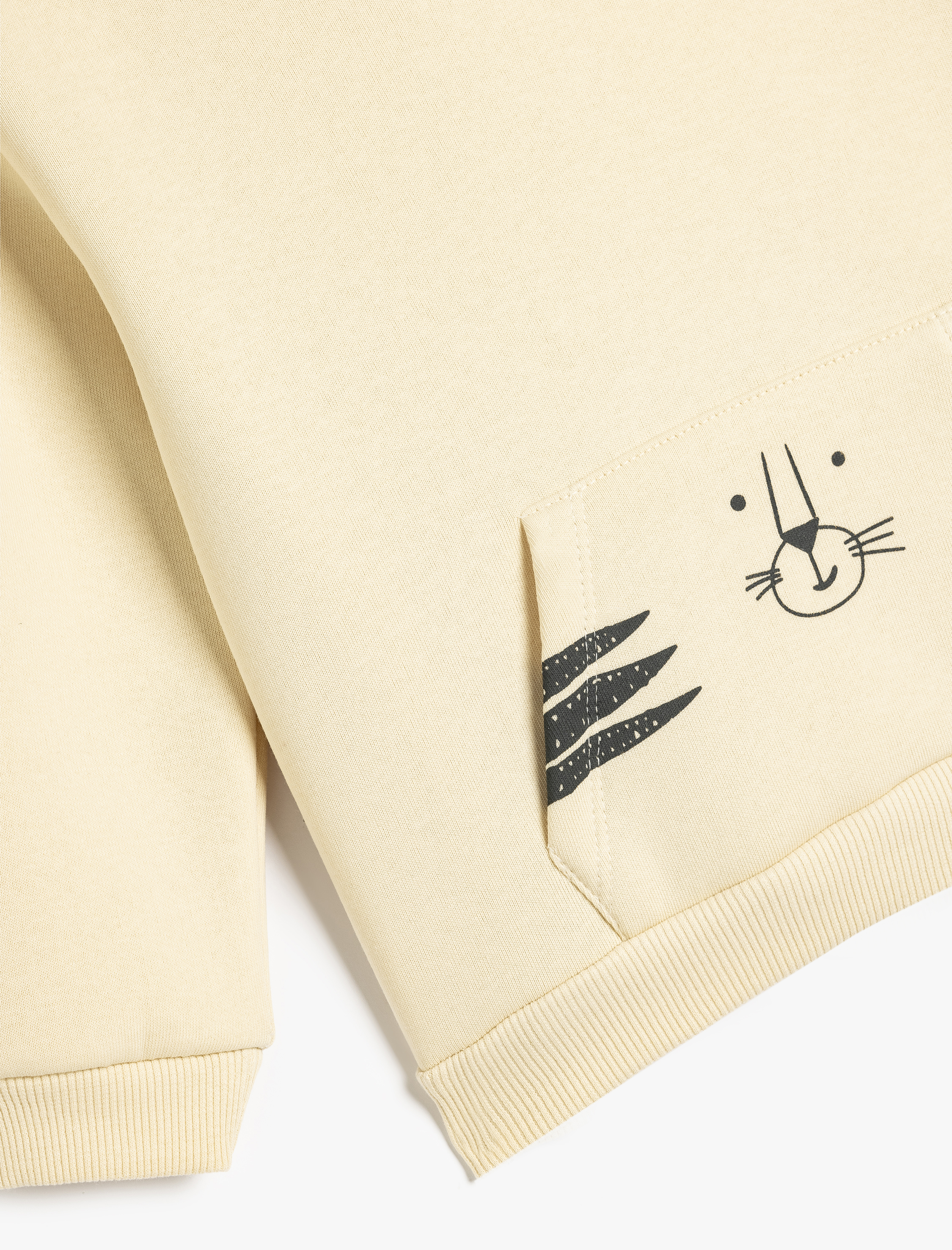  Erkek Bebek Kanguru Cepli Kapüşonlu Baskılı Şardonlu Sweatshirt