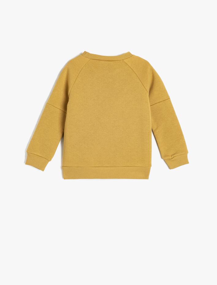 Erkek Bebek Baskılı Bisiklet Yaka Uzun Kollu Şardonlu Sweatshirt