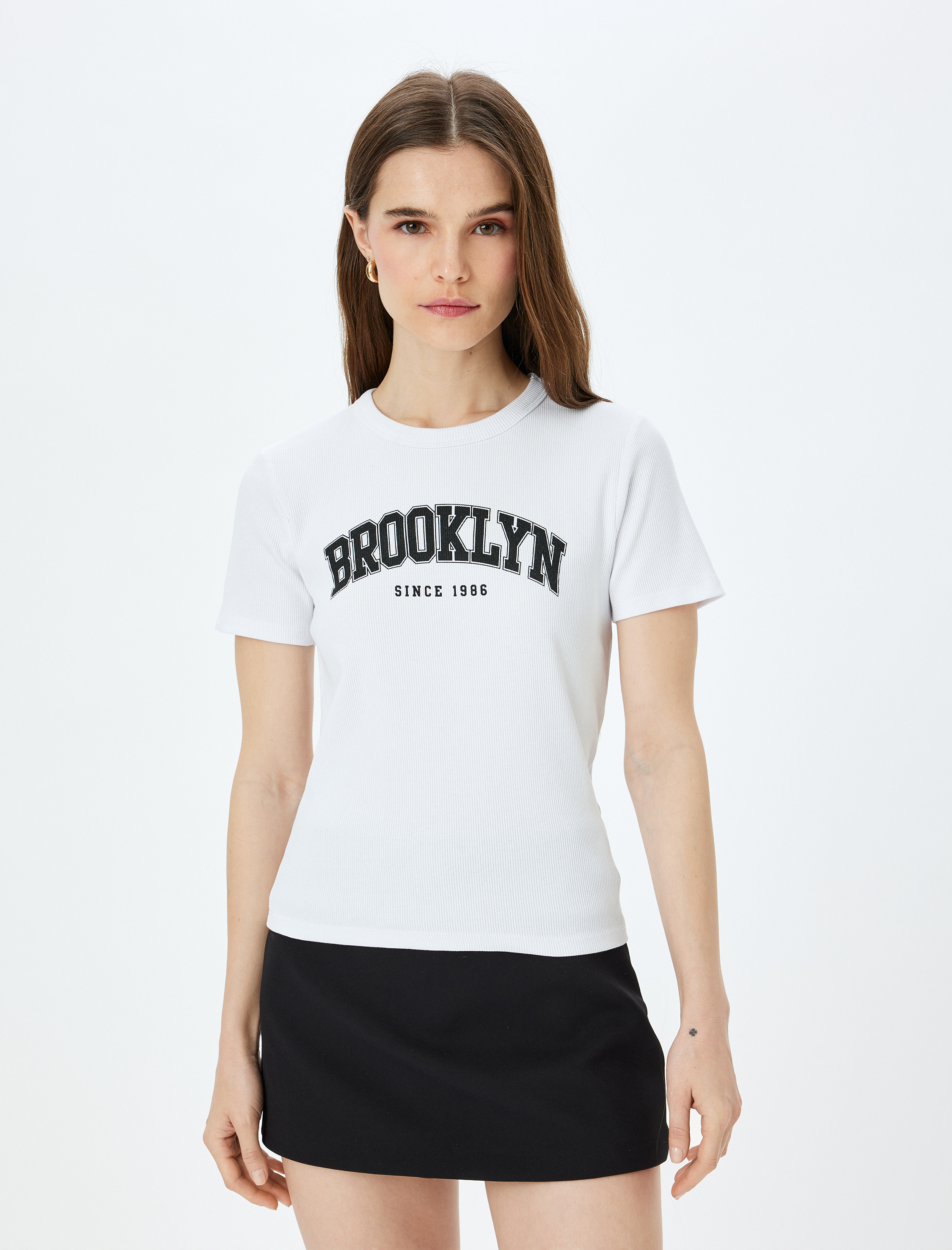   Pamuklu Slim Fit Kısa Kollu Bisiklet Yaka Baskılı Tişört