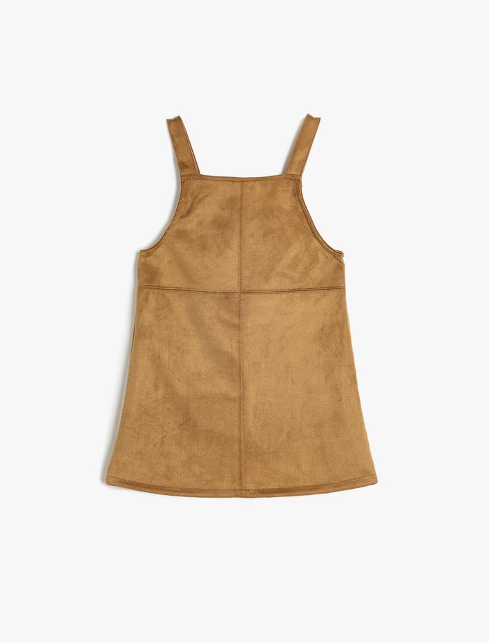 Kız Bebek Nakış Detaylı Suni Süet Jile Elbise