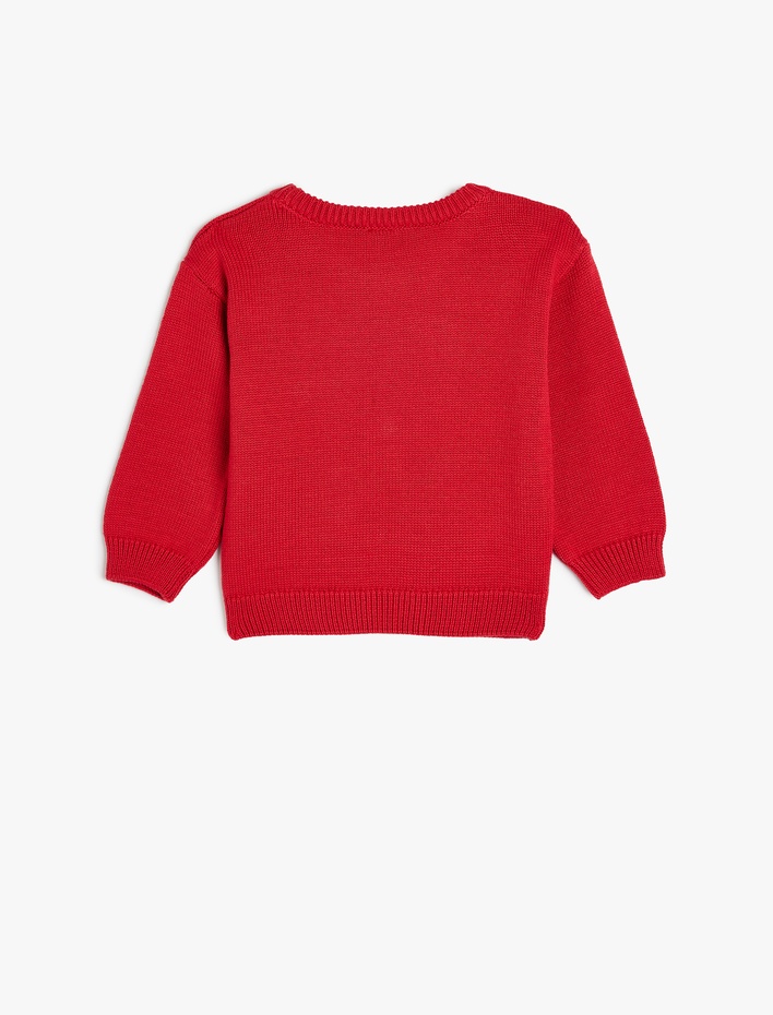 Kız Bebek Yılbaşı Temalı Geyik Desenli Örgü Kazak