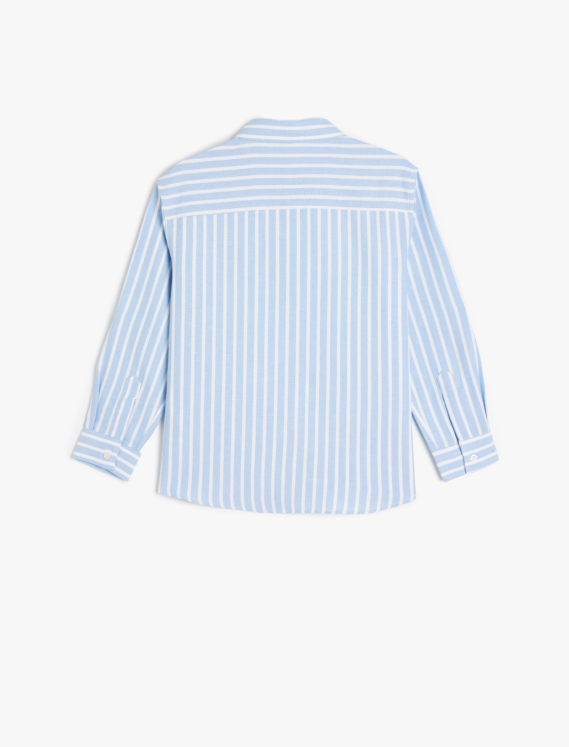  Erkek Çocuk Çizgili Tek Cepli Uzun Kollu Gömlek