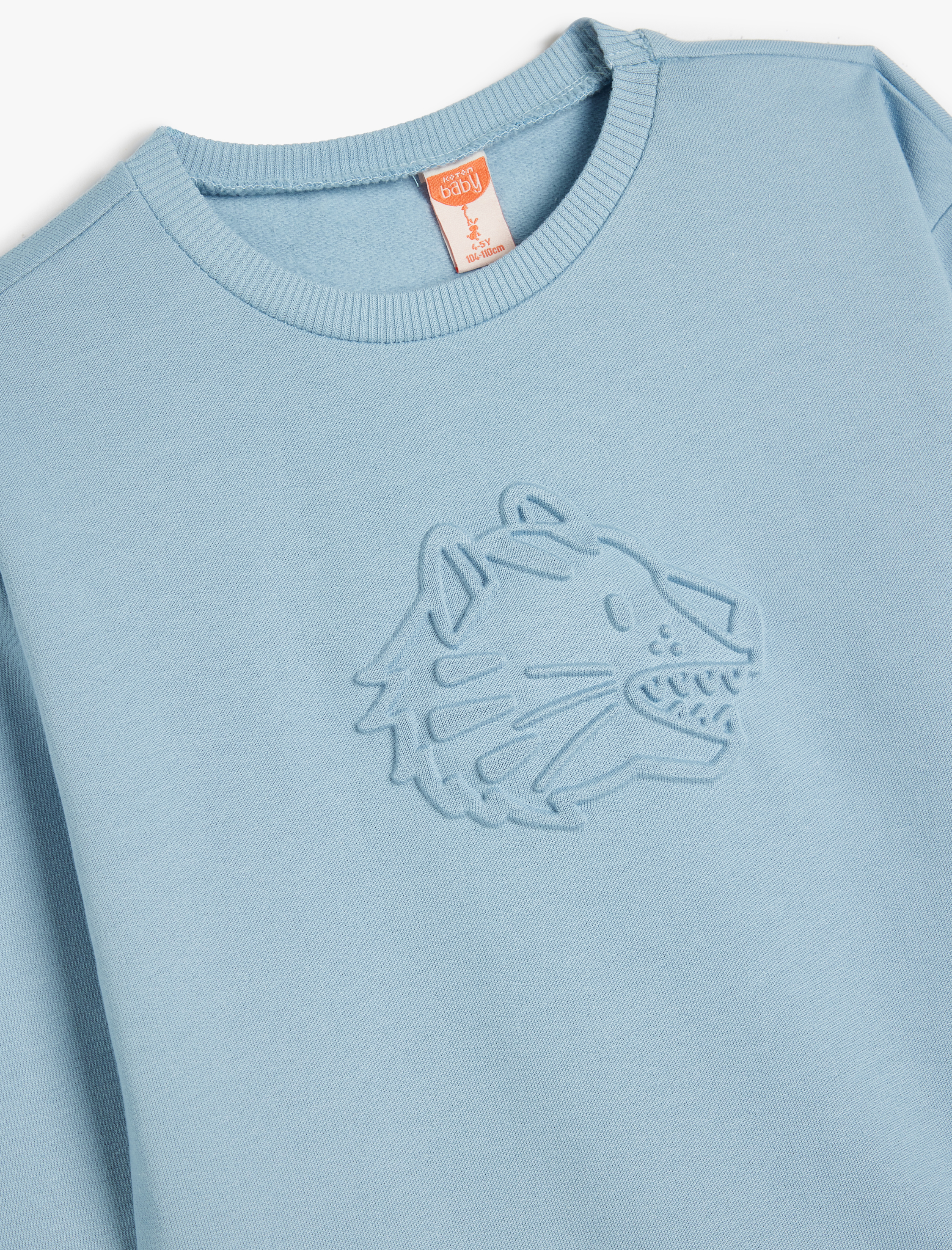 Erkek Bebek Kaplan Desenli Uzun Kollu Bisiklet Yaka Şardonlu Sweatshirt